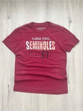 Vintage Florida State Seminoles Embroidered Spell Out T Shirt Mens Small Maroon